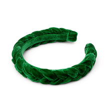Carregar imagem no visualizador da galeria, tiara trançada para cabelo em veludo verde
