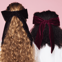 Carregar imagem no visualizador da galeria, meninas com laço de cabelo em veludo preto e vinho
