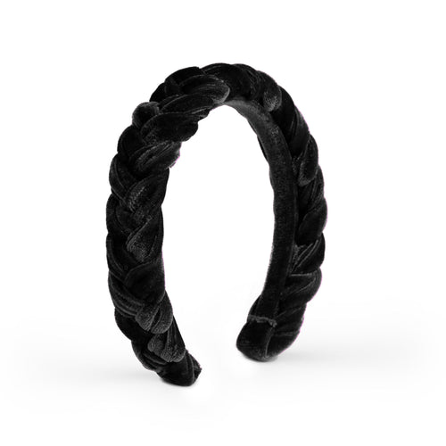 tiara para cabelo em veludo trançada preta