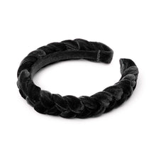 Carregar imagem no visualizador da galeria, tiara para cabelo em veludo trançada preta
